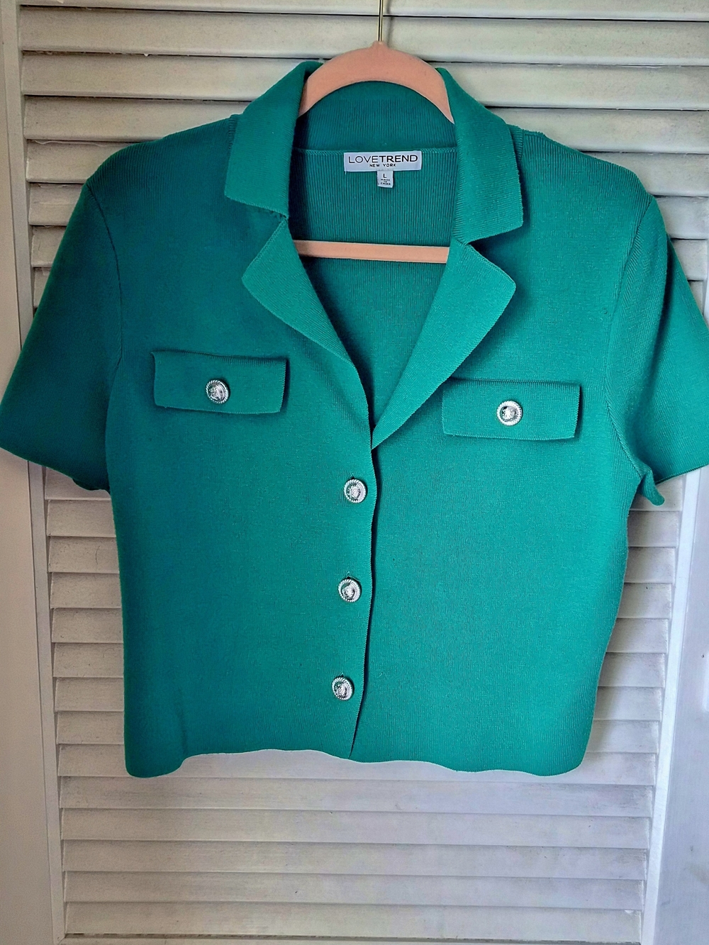 Women's  Short Sleeve Button Front Top